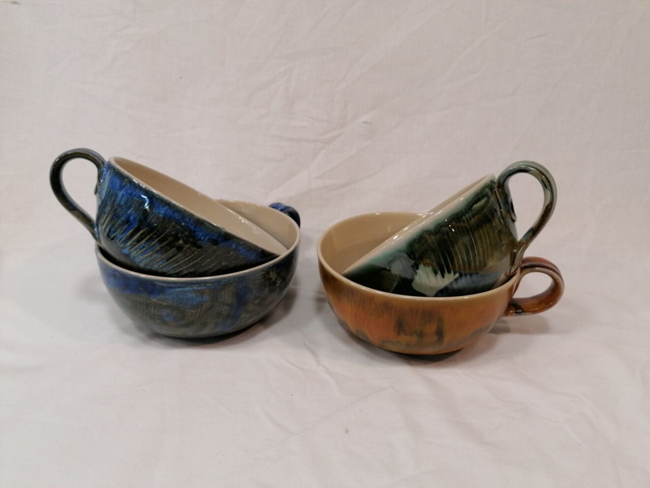 Ceramic granola bowl with handle Bogdankeramik unique handcrafted