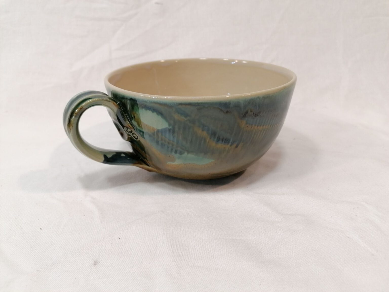 Ceramic granola bowl with handle Bogdankeramik unique handcrafted