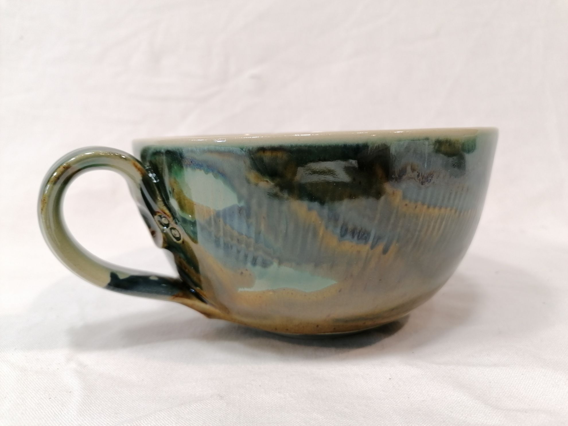 Ceramic granola bowl with handle Bogdankeramik unique handcrafted